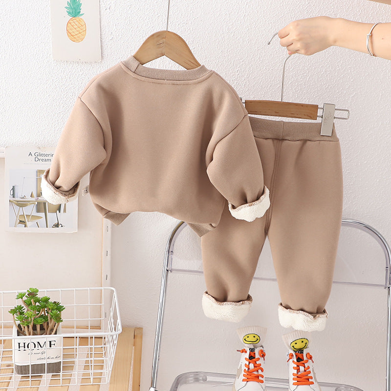 New Winter Cute 3D Doll Round Neck Plush Thickened Sweater Pants Two Piece Set Wholesale from Original Manufacturer 0.3kg