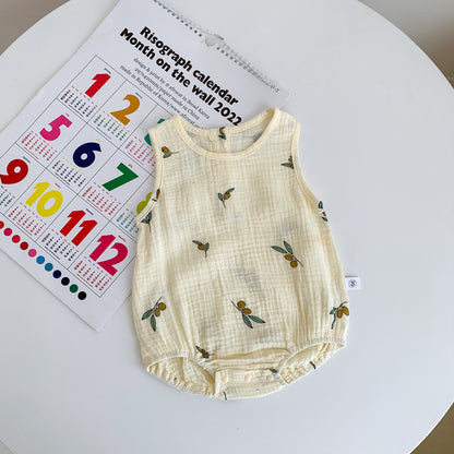 Ropa infantil estilo A en stock, mono de tela Zou para bebé para hombre y mono infantil de verano de celebridades nórdicas de Internet, ropa para gatear de manga corta 