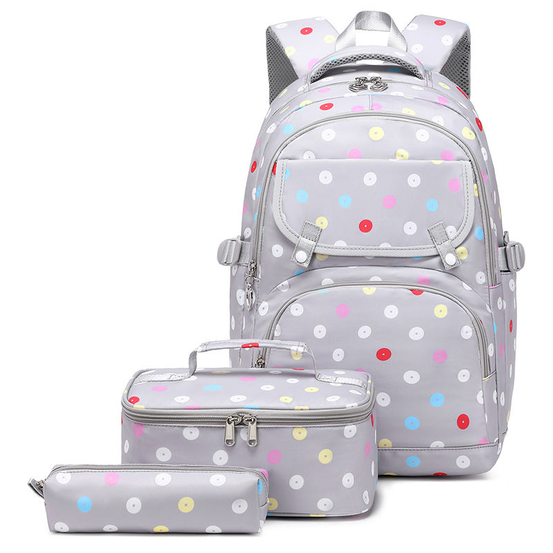 A 2024 new primary school school bag for 123 grades to 6th grade large capacity backpack polka dot print backpack