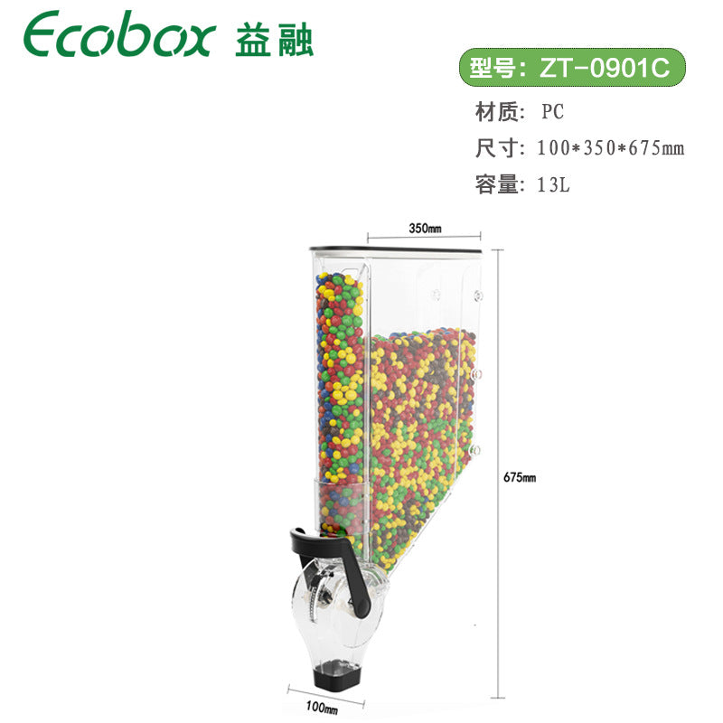 Supermarket high-transparency plastic wall-mounted self-service pull-down candy fried goods, dried fruits, moisture-proof sealing, food gravity box with lid