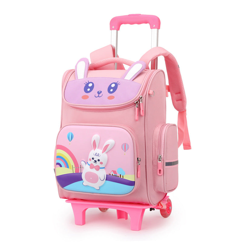 A Wholesale of 2024 new primary school school student backpacks, girls and children's suitcase, boys detachable drag cartoon