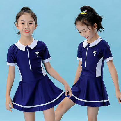 A 【 Polyester Ya Fabric 】 Children's swimsuit Girl's big, small, and medium-sized one-piece student sports training Girl's swimsuit 0.2KG