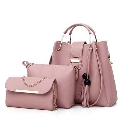 A Cross border Foreign Trade 2023 New Large Capacity Mother and Child Bag Korean Edition Fashion Three Piece Set Simple One Shoulder Crossbody Handbag