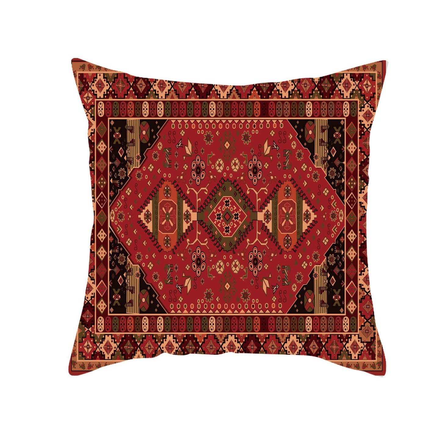 A Cross-border retro red pattern Turkish Persian carpet linen pillow cover ethnic style pillow cushion pillow cover