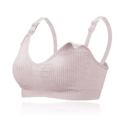 A Postpartum pregnant mother without steel ring front buckle large size breastfeeding bra seamless comfortable breastfeeding bra maternity underwear