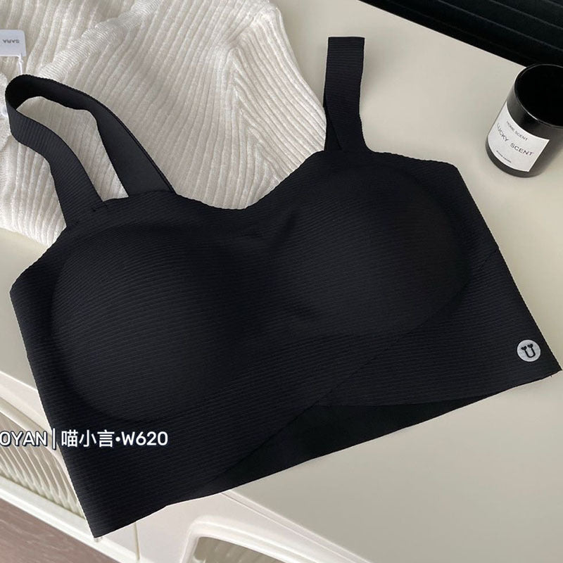 A 2024 spring and summer series simple and versatile small tube top underwear with chest pad semi-fixed cup vest bra foreign trade