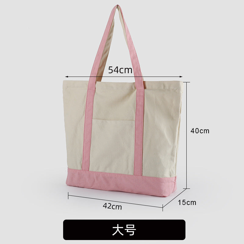 A thickened canvas supermarket environmental protection bag large capacity new cross-border grocery shopping bag strong zipper tote bag can be printed logo