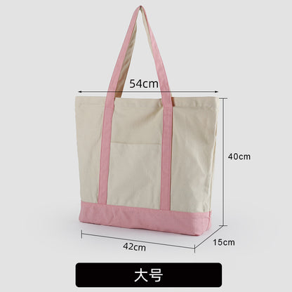 A thickened canvas supermarket environmental protection bag large capacity new cross-border grocery shopping bag strong zipper tote bag can be printed logo