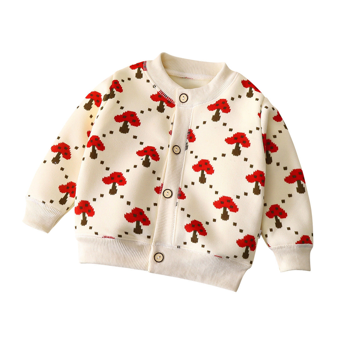 A 2024 autumn and winter new children's versatile knitted jacket boys and girls baby warm cardigan thickened outerwear sweater