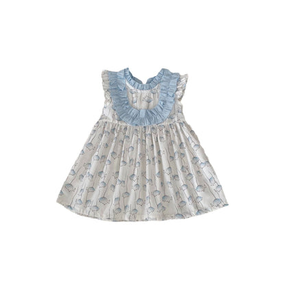 A Engel children&#039;s clothing 2024 summer girl baby 0-3 years old children&#039;s 100-day banquet dress dandelion printed skirt