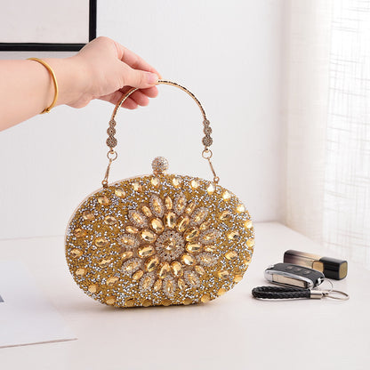 A Cross-border explosion Sunflower dinner bag Fashion banquet clutch bag Dress evening bag Diamond bag European and American party bag