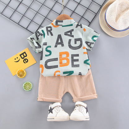 Ropa para niños Verano Nuevo Casual Niños y Niñas Bebé Camisa de Bebé Manga Corta Conjunto de 2 piezas 0,15 kg 