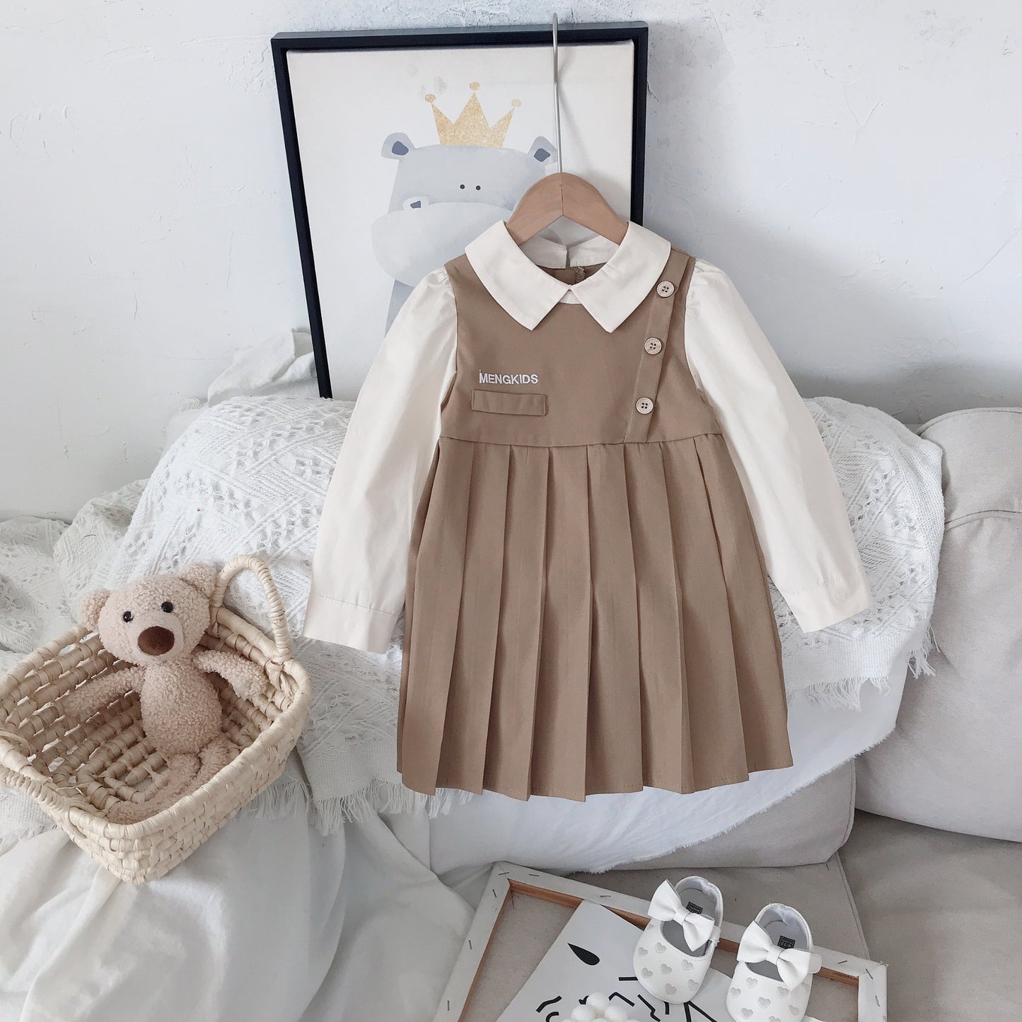 Girls Dress  Spring New Baby Girl College Style Princess Dress Korean Children's Shirt Skirt 0.1kg