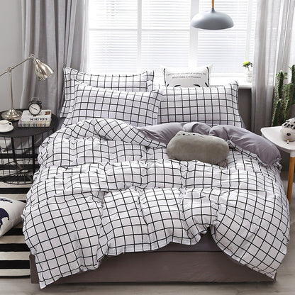 A Amazon simple unprinted style plaid strip duvet cover good bedding three or four piece set spot wholesale