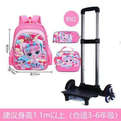 A Factory spot new foreign single three-piece backpack boys, girls, primary school students, children's trolley schoolbags, large capacity