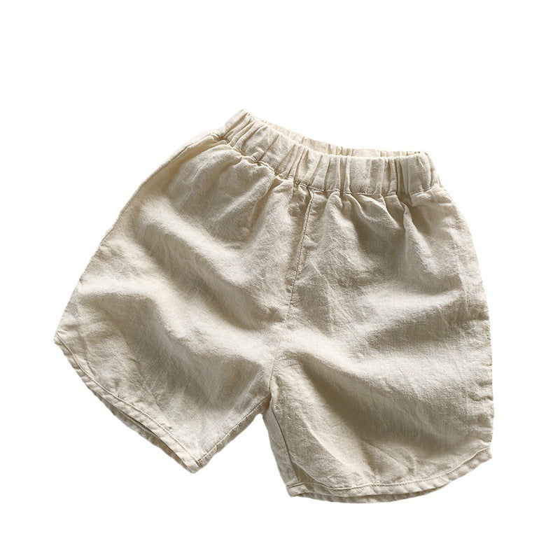 Pantalones cortos de algodón y lino para niños, pantalones finos de cinco puntos para niños de verano, pantalones casuales coreanos para bebés y niñas, ropa para niños 