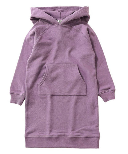 A middle-aged and older children's autumn children's sweater, kangaroo pocket dress, Japanese style soft parent-child hooded long shirt, solid color