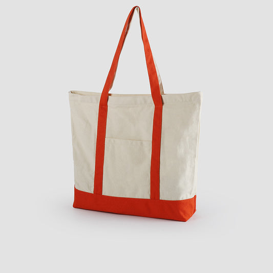 A thickened canvas supermarket environmental protection bag large capacity new cross-border grocery shopping bag strong zipper tote bag can be printed logo