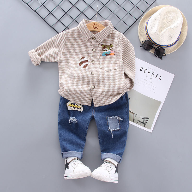 Boys' Autumn Set Long sleeved Cartoon Shirt 0 Infant and Young Children's Shirt 1-2-3-5 Year Old Trend 0.3kg