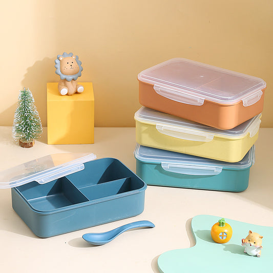 Japanese style grid lunch box plastic PP office student lunch box single-layer sealed microwave oven children's lunch box