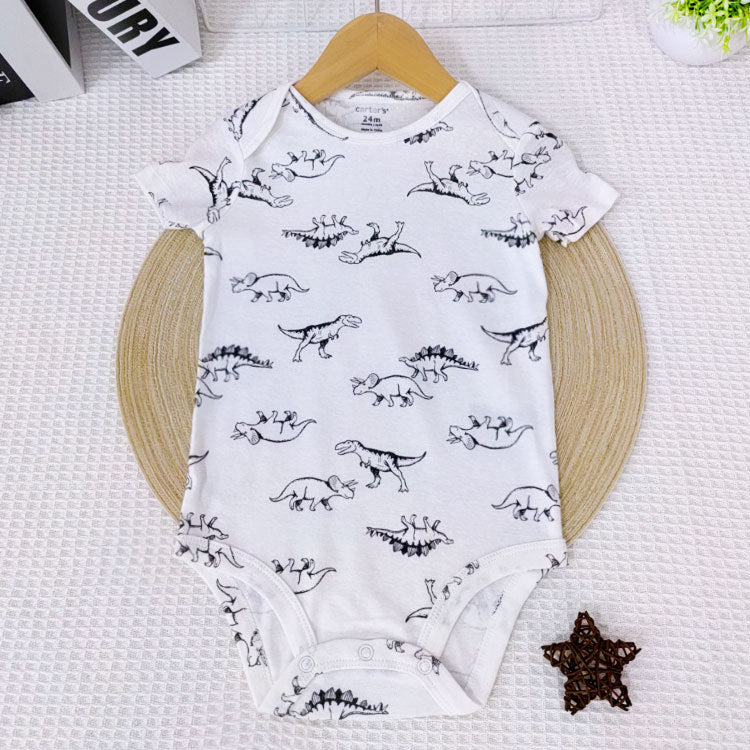 A Summer Newborn Triangle Crawler Clothes Baby Short Sleeve Jumpsuit Male and Female Treasure Cotton Cartoon Animal Clothes Wholesale