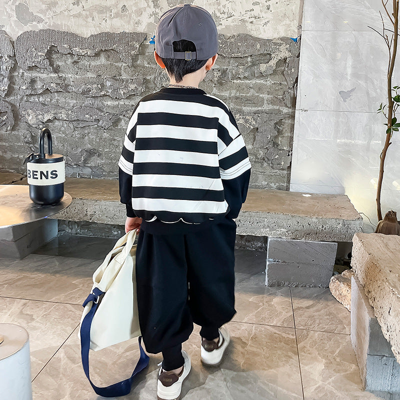 A boys autumn suit new foreign style baby spring and autumn clothing fashionable handsome clothes children ruffian handsome children's clothing tide