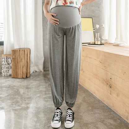 Pantalones de maternidad de moda para uso exterior, para embarazo, talla grande, con soporte para las piernas, leggings de verano para primavera y verano, finos 