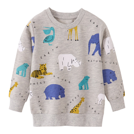 A European and American style brand children's clothing autumn and winter cotton long-sleeved sweater boys' tops, children's long-sleeved terry sweater children's clothing