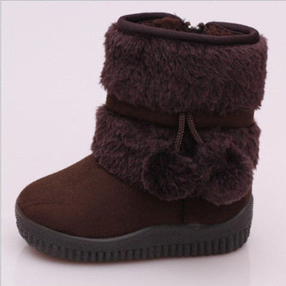 A Children's snow boots Thickened and velvet outdoor non-slip soft warm cotton shoes Boys and girls cotton boots Cross-border thick-soled cotton