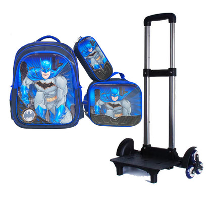 A Factory spot new foreign single three-piece backpack boys, girls, primary school students, children's trolley schoolbags, large capacity