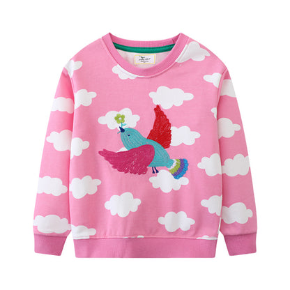 A Spot girls' clothes autumn new European, American medium and small children's foreign style round neck long sleeve European and American cross-border children's sweater distribution