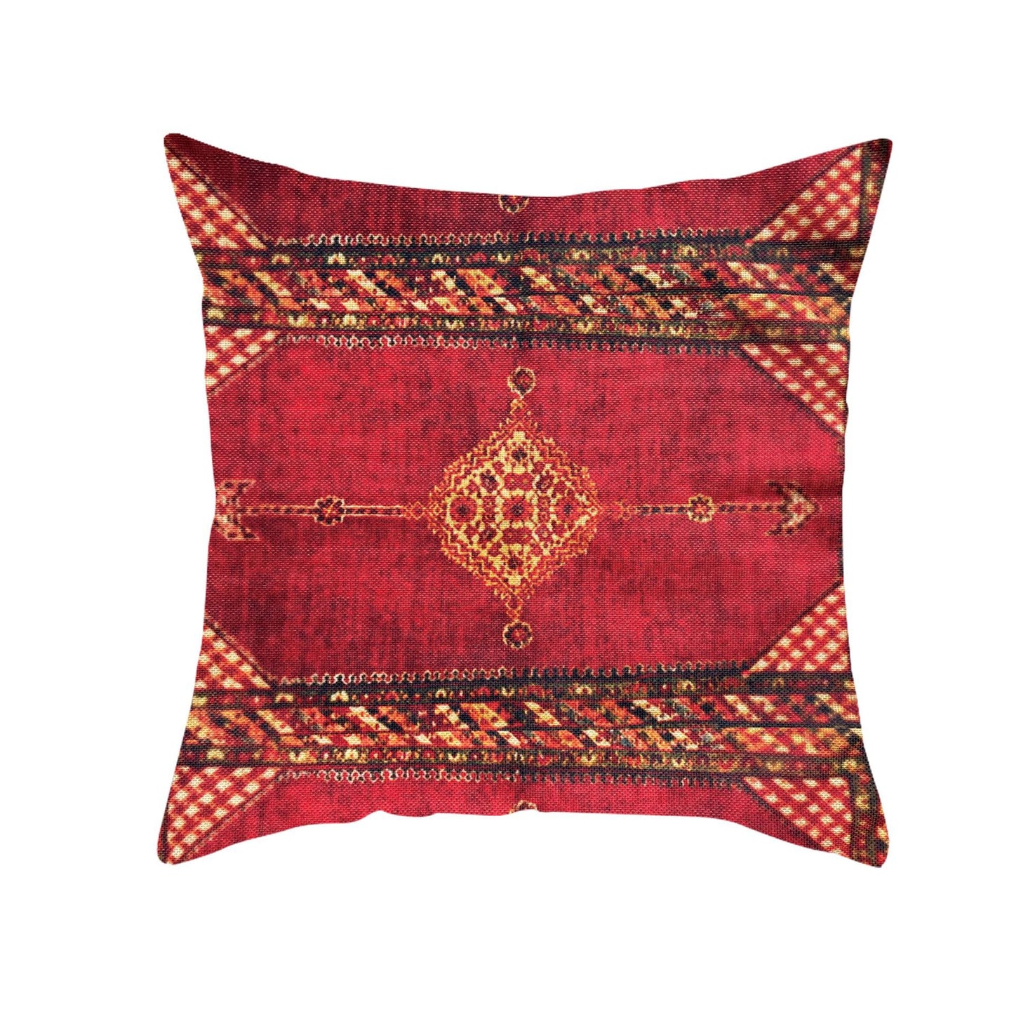 A Cross-border retro red pattern Turkish Persian carpet linen pillow cover ethnic style pillow cushion pillow cover