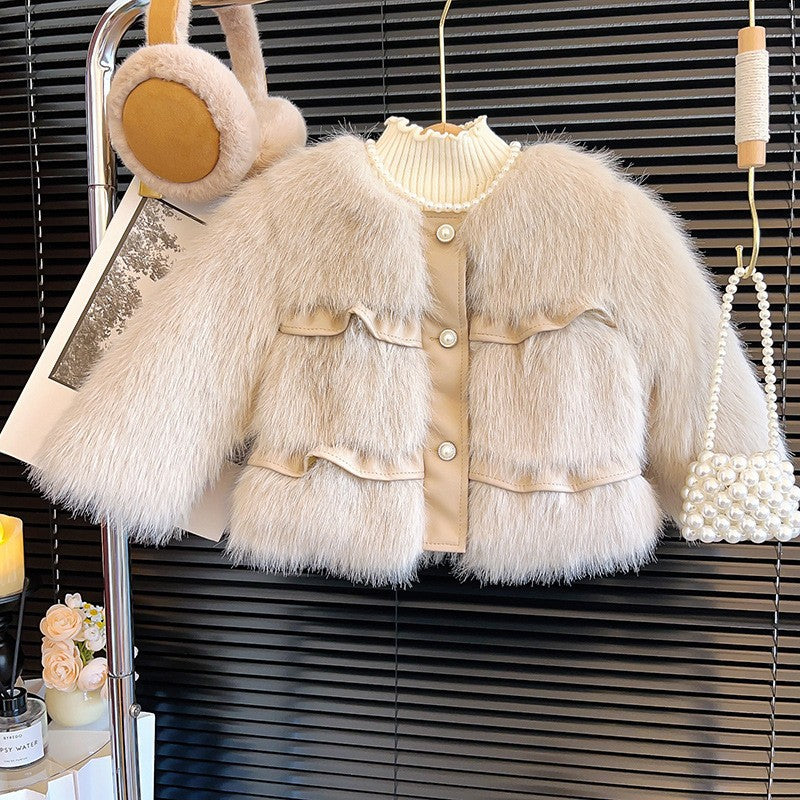 A Korean version of girls' anti-fur jacket, winter new celebrity girl treasure thickened warm small fragrant fluffy top