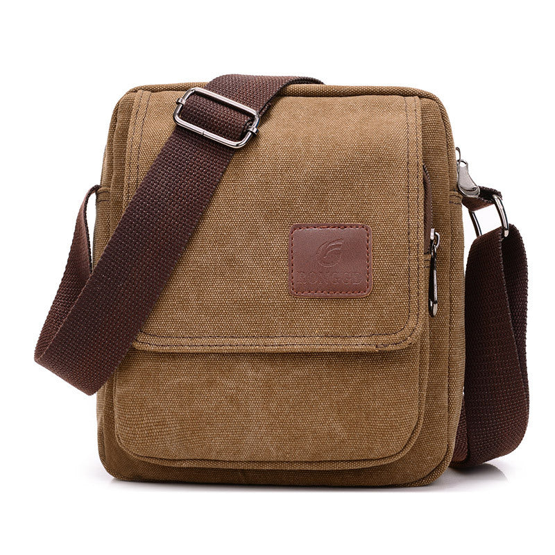 A men's bag messenger bag premium canvas bag business commuter retro small square bag casual fashion men's shoulder bag