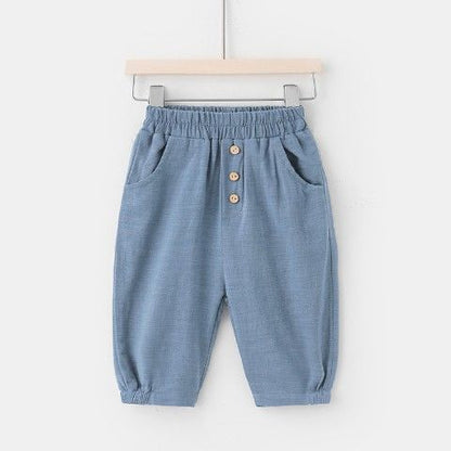 Pantalones cortos para niños 2023 nueva ropa de verano para niños pequeños y bebés en verano pantalones cortos de algodón y lino para niños pequeños y pantalones casuales extranjeros 