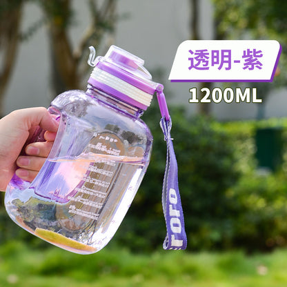 Una taza de agua de gran capacidad de verano con forma de cubo de una tonelada, tetera deportiva para fitness para hombres y mujeres, tetera de plástico para estudiantes, personalizada 