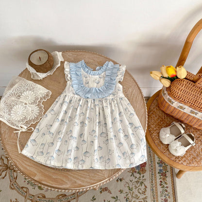 A Engel children&#039;s clothing 2024 summer girl baby 0-3 years old children&#039;s 100-day banquet dress dandelion printed skirt