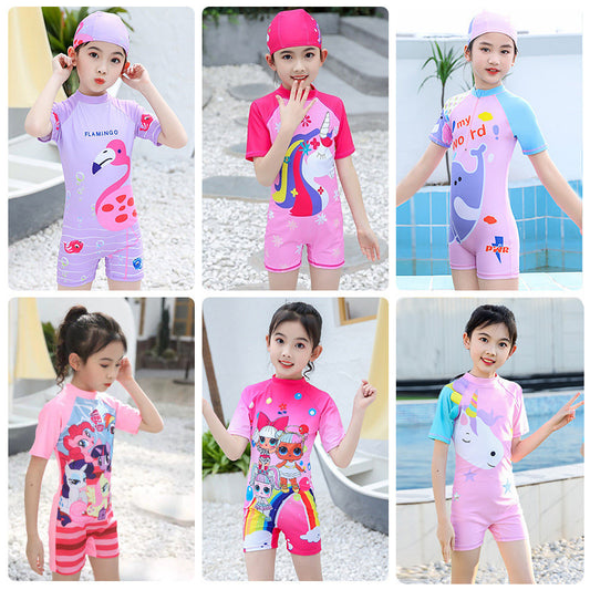 A New Girls Swimsuit One-piece Cute Princess Little Girl Baby Swimsuit Korean Version Children's Surf Suit Tide Wholesale 0.2KG