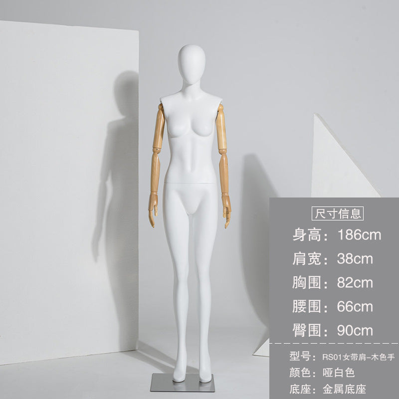 A dumb white model props female couple clothing store window display rack solid wood hand fake human male model rack