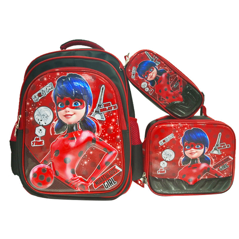 A Factory spot new foreign single three-piece backpack boys, girls, primary school students, children's trolley schoolbags, large capacity