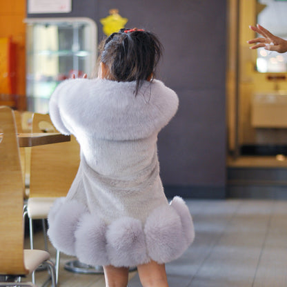 A autumn and winter new children's imitation fur jacket girls Korean version imitation mink fox hair thickened parent-child model