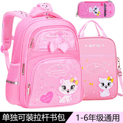 A elementary school student's school bag, girl's six wheeled climbing ability, children 2nd to 6th grade, 5 large capacity waterproof, reducing weight for 7-12 years old