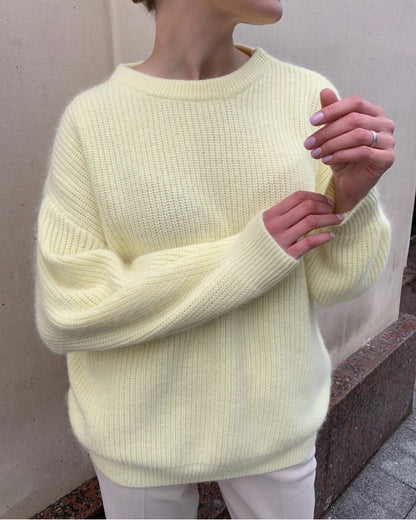 A autumn and winter European and American ins style imitation mink sweater women's lazy style temperament loose super soft knitted top women's versatile