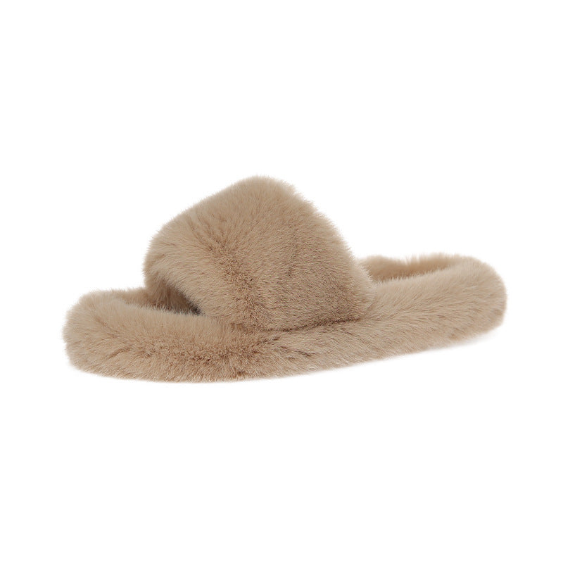 Autumn and winter flat slippers women's clothing store fashion wool cotton shoes 0.3kg