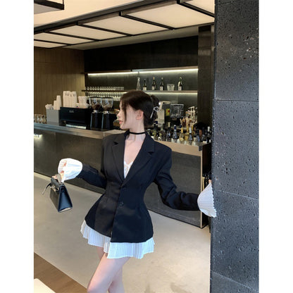 A XINKD [Philadelphia Story] Fake two-piece small blazer 2024 autumn and winter new product high-end temperament casual