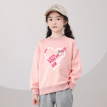 Girls' sweatshirt spring and autumn style middle and big children's children's clothes sweet and cute clothes children's autumn clothes tops 0.2kg