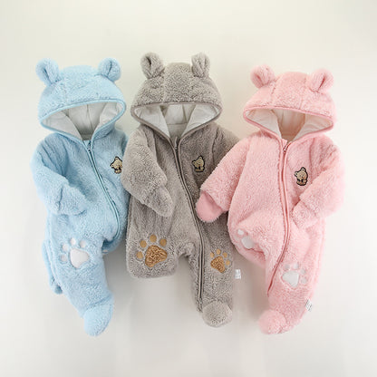 A newborn baby onesie autumn and winter suit with cotton thickened thermal cotton clothes baby winter clothing foot-wrapped Romper