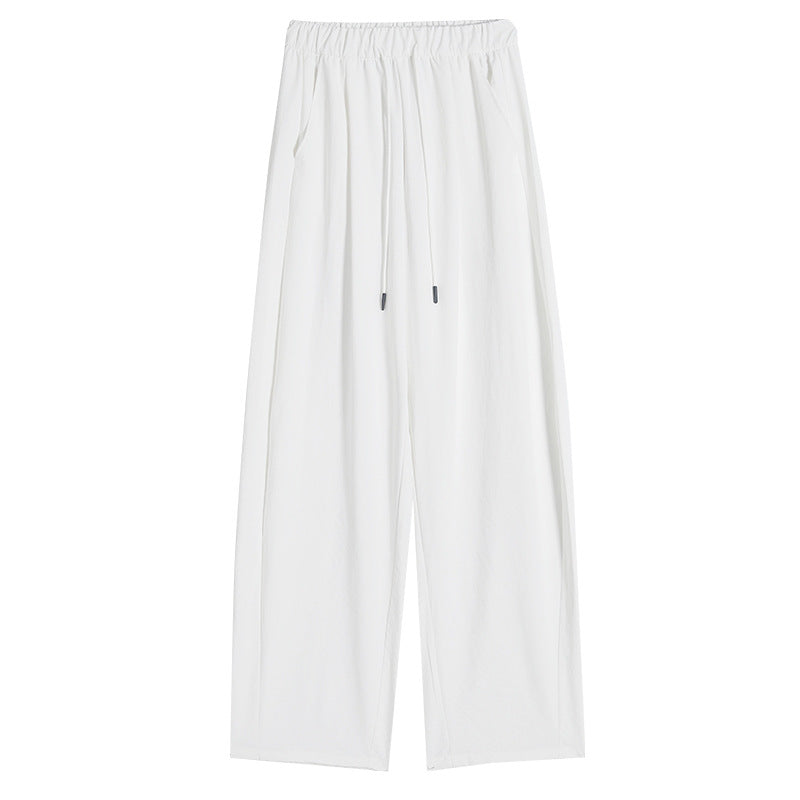 A white sports wide-leg pants women's summer thin high waist drape loose small casual quick-drying banana scimitar pants