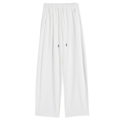 A white sports wide-leg pants women's summer thin high waist drape loose small casual quick-drying banana scimitar pants