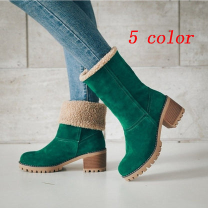 A Wish Amazon's new 2020 autumn and winter European and American medium tube thick heel snow boots size 43 foreign trade large size cotton shoes